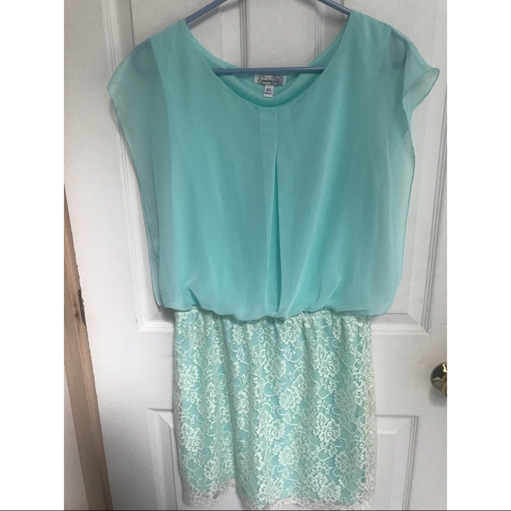 Teal lace dress